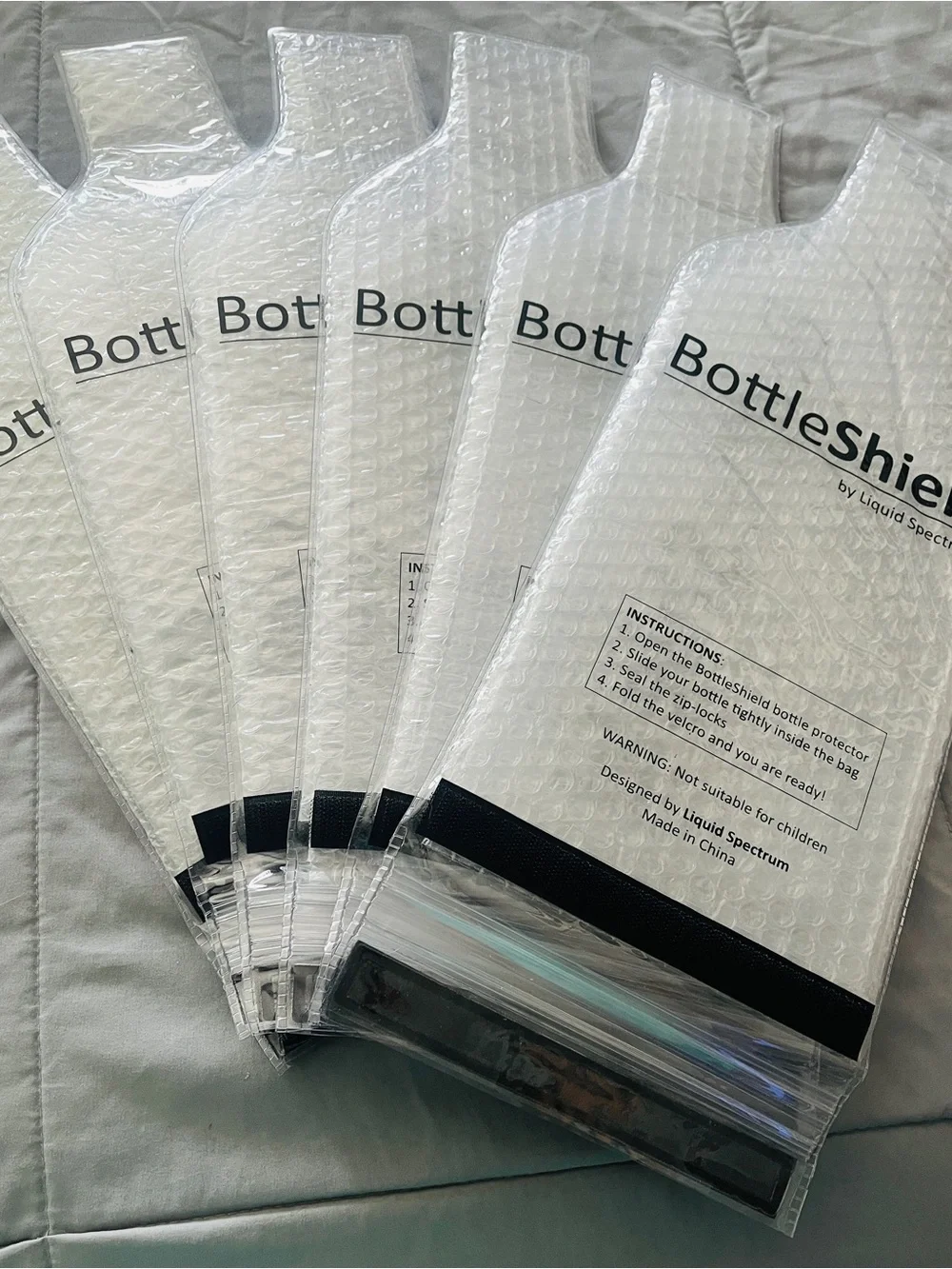 Wine Bottle Plastic Bags Bottle Shield Protector Travel Bag Lot Of 6 Clear